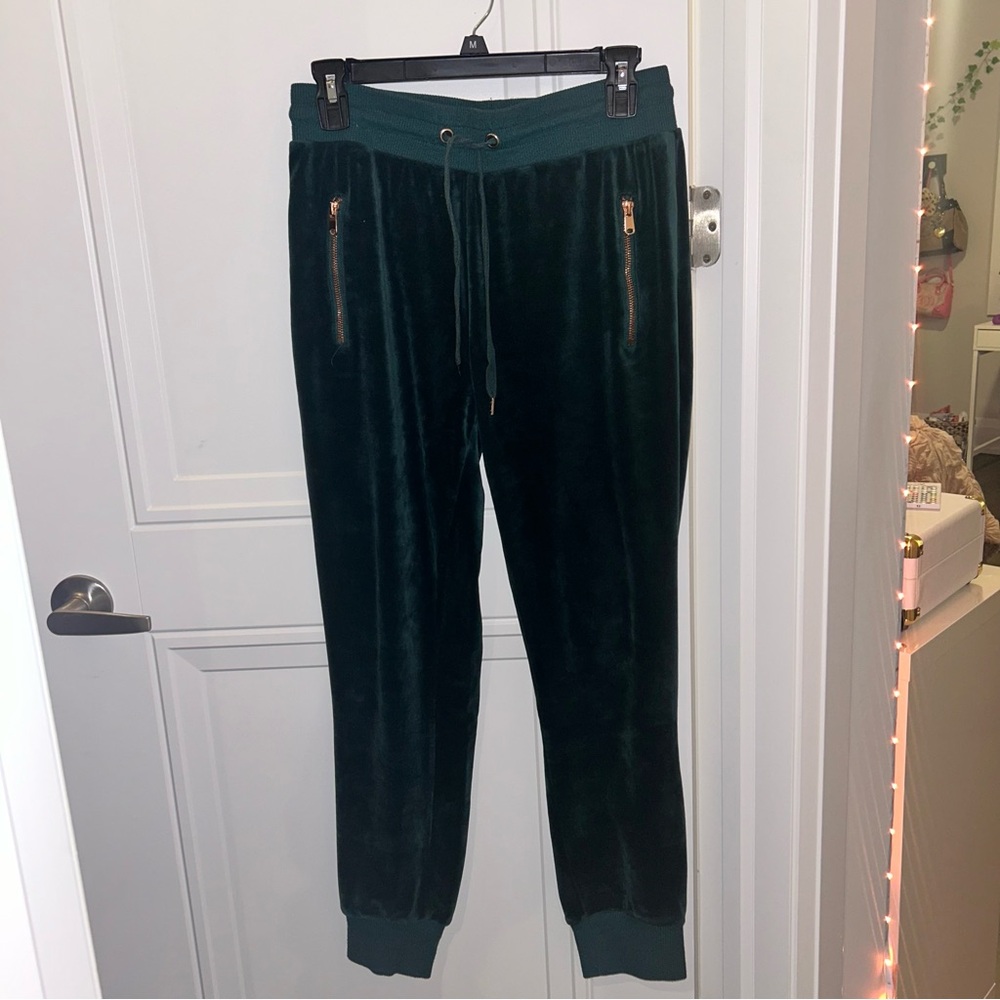 Revamped Dark Green Velour Joggers